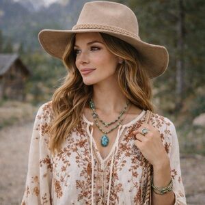 ASN Harper Floppy Hat Tan Felt FabFitFun Boho Anthropology Packable Wide $68